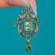 Antique 15ct Gold Emerald Rose-Cut Diamond Drop Pendant, c.1890