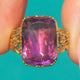 Georgian 15ct Gold Foiled Amethyst Ring, Floral Shoulders