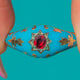 Early Victorian 15ct Gold Garnet Blue Enamel Ring, c.1850