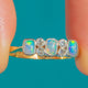 Antique 18ct Gold & Platinum Opal Diamond Seven Stone Ring