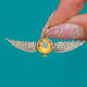 Victorian 15ct Gold Citrine "Golden Snitch" Wings Pendant
