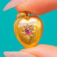 Dainty Antique 15ct Gold Star Ruby Puffy Heart Charm, c.1892