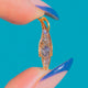 Skinny Antique 18ct Gold Rose-Cut Diamond Leaf Charm