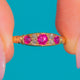 Victorian 18ct Gold Ruby Diamond Boat Ring, straight front