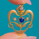 Antique 15ct Gold Sapphire Pearl Heart Pendant, Sapphire and Pearl heart front