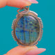 Sterling Silver Dark Blue Labradorite Pendant- 13.00ct, blue-green Labradorite front