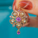 9ct Gold Amethyst Pearl Flower Cluster Pendant, 0.55ct Amethysts