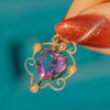 Antique 9ct Gold Amethyst Pearl Heart Necklace, 2.10ct