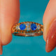 Antique 18ct Gold Natural Sapphire Diamond Boat Ring, 0.50ct Sapphires