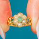 Georgian 18ct Gold Emerald & Pearl Daisy Flower Ring, c.1830