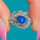 14ct Gold Star Sapphire Heart Diamond Cluster Ring, 0.55ct Natural Star Sapphire