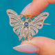 Victorian 18ct Gold Diamond Sapphire Butterfly Pendant c.1890, Brooch Fittings