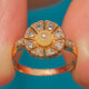 Antique French 18ct Gold Pearl Diamond Flower Cluster Ring