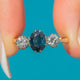 18ct Gold & Platinum Natural Sapphire & Diamond Trilogy Engagement Ring - 1.70ct Sapphire