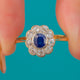 Antique 18ct Gold Natural Sapphire Diamond Cluster Ring