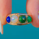 Victorian 9ct Gold “LOVE” Ring with Lapis, Opal, Vesuvianite & Emerald