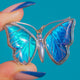 1920’s Sterling Silver Art Deco Blue Morpho Butterfly Pendant, 9ct Gold Jump Ring