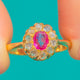 Antique 18ct Gold Ruby Rose-Cut Diamond Cluster Ring