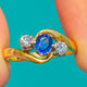 18ct Gold Ceylon Sapphire Diamond Twist Ring, 0.45ct Natural Sapphire