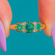 18ct Gold Emerald Three Stone Boat Ring c.1897
