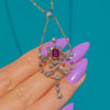 Antique 15ct Gold and Platinum Natural Ruby & Old-Cut Diamond Necklace, 0.90ct Ruby