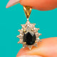 9ct Gold Sapphire Diamond Teardrop Pendant