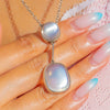 Arts & Crafts Silver Double Drop Moonstone Necklace
