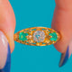 Superb Victorian 18ct Gold Emerald Old Mine-Cut Diamond Trilogy Ring