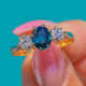 18ct Gold Natural Sapphire Diamond Trilogy Ring c.1970
