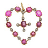 Pendentif cœur antique en or 18 carats avec rubis et diamants, rubis de 2,34 ct