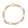 Bracelet Figaro bicolore en or 9 carats antique, 12,5 g