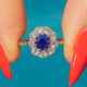 Antique 18ct Gold Royal Blue Natural Sapphire Diamond Cluster Ring