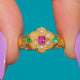 Antique 15ct Gold Ruby Emerald Pearl Flower Ring