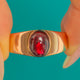 9ct Rosy Gold Victorian Garnet Cabochon Cigar Band Ring c.1880