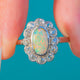 18ct White Gold Opal Diamond Cluster Ring- 0.50ct Diamonds