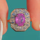 French Platinum 1.35ct Pink Sapphire & Diamond Cluster Ring