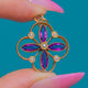 9ct Gold Openwork Amethyst Pearl Four Leaf Clover Pendant
