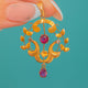 Edwardian 9ct Gold Garnet, Paste & Rock Crystal Garland Pendant