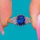 18ct Gold Natural Sapphire Diamond Cluster Ring, 3.00ct Sapphire
