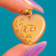 Art Nouveau Gold Fixe Puffy Heart Pendant, Embossed Lily of the Valley Motif