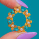 15ct Gold Turquoise & Pearl Flowers Roundel Pendant