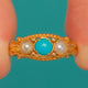 Victorian 18ct Gold Turquoise Pearl Trilogy Ring